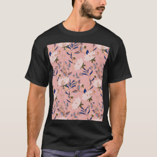 Camiseta Lilies beige crema: fondo rosado sin foco