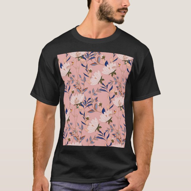 Camiseta Lilies beige crema: fondo rosado sin foco (Anverso)