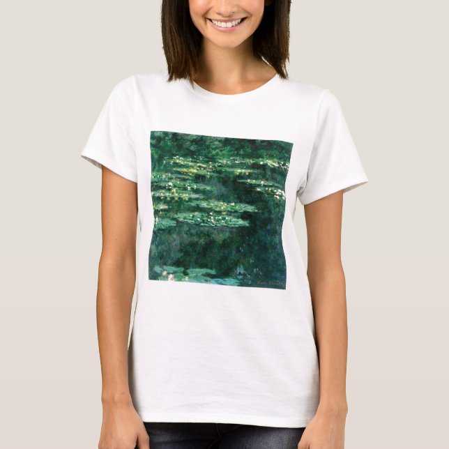 Camiseta LILLAS DE AGUA EN EL ESTANQUE VERDE de Claude Mone (Anverso)