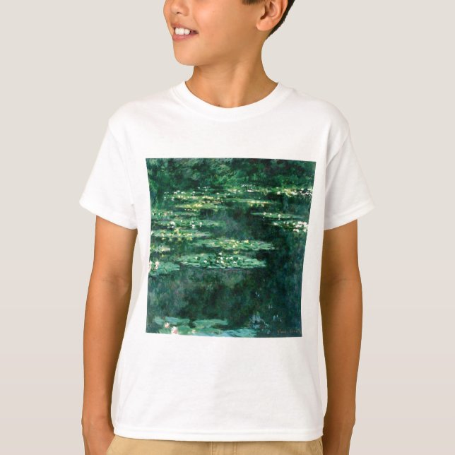 Camiseta LILLAS DE AGUA EN EL ESTANQUE VERDE de Claude Mone (Anverso)