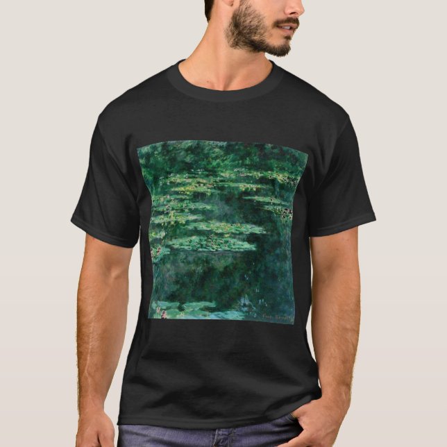 Camiseta LILLAS DE AGUA EN EL ESTANQUE VERDE de Claude Mone (Anverso)
