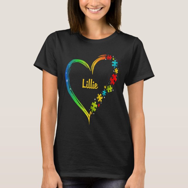 Camiseta Lillie autism awareness heart puzzle idea 2020 (Anverso)