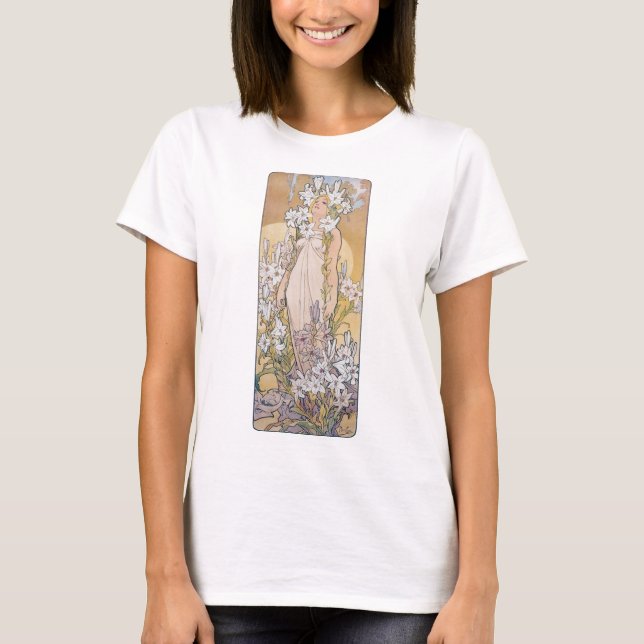Camiseta Lily (Cuatro Flores), Alphonse Mucha (Anverso)