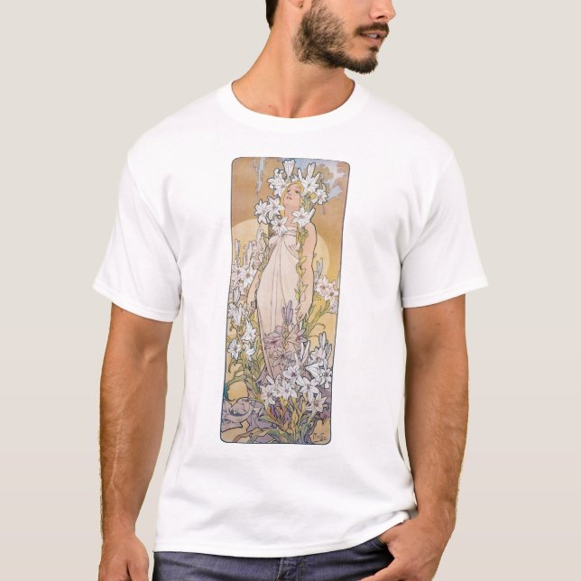 Camiseta Lily (Cuatro Flores), Alphonse Mucha (Anverso)