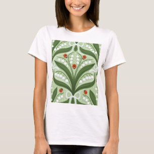 Camiseta Lily del valle y la simetría de ladybugs en verde,