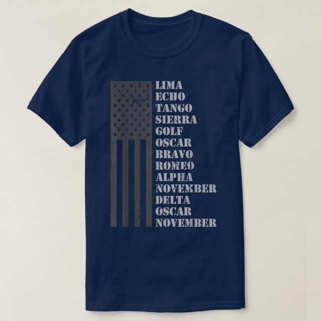 Camiseta Lima Echo Tango Sierra Golf Flag America  (Diseño del anverso)