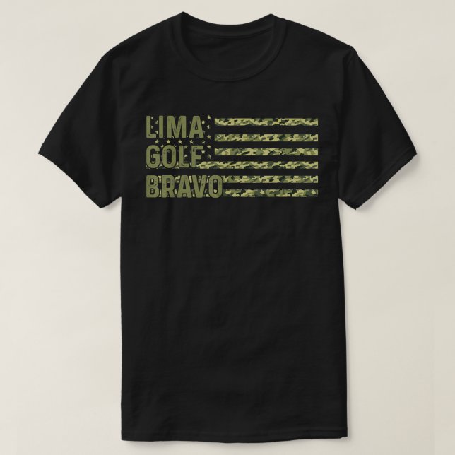 Camiseta Lima Golf Bravo Camo Bandera Americana Patriota (Diseño del anverso)
