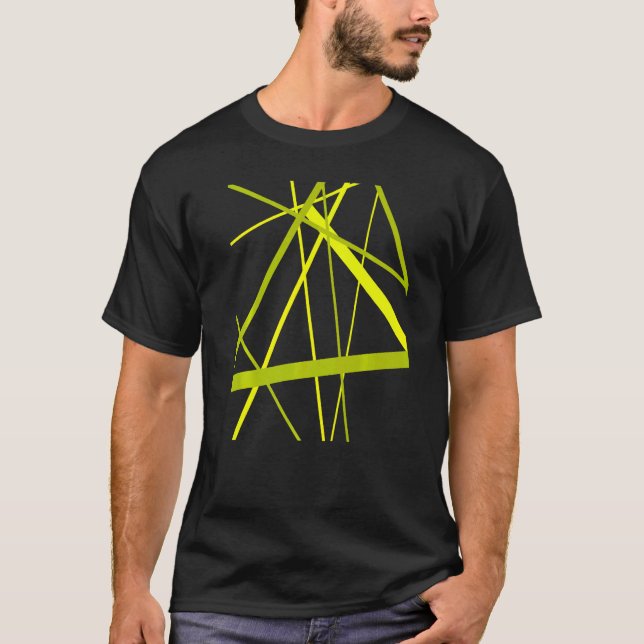 Camiseta Lime And Green Geometric Strips Cut Out Pattern (Anverso)