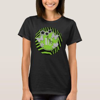 Camiseta Lime Black Silver Purpurina Zebra Sweet 16 T-Shirt