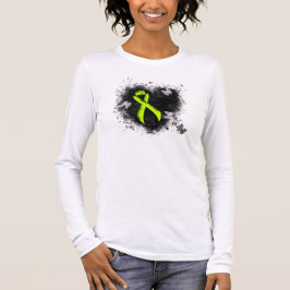 Camiseta Lime Green Awareness Ribbon Grunge Heart