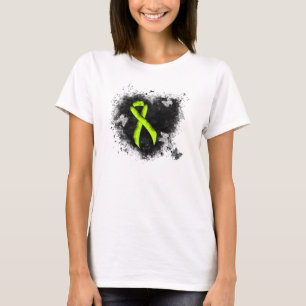 Camiseta Lime Green Awareness Ribbon Grunge Heart