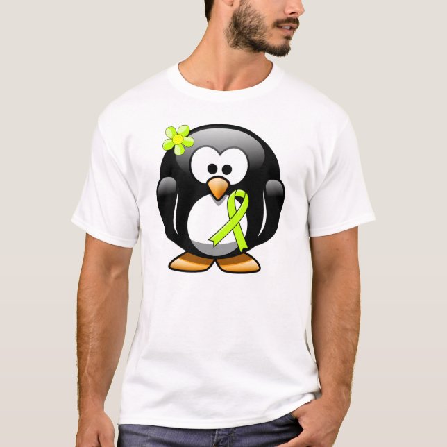 Camiseta Lime Green Awareness Ribbon Penguin (Anverso)