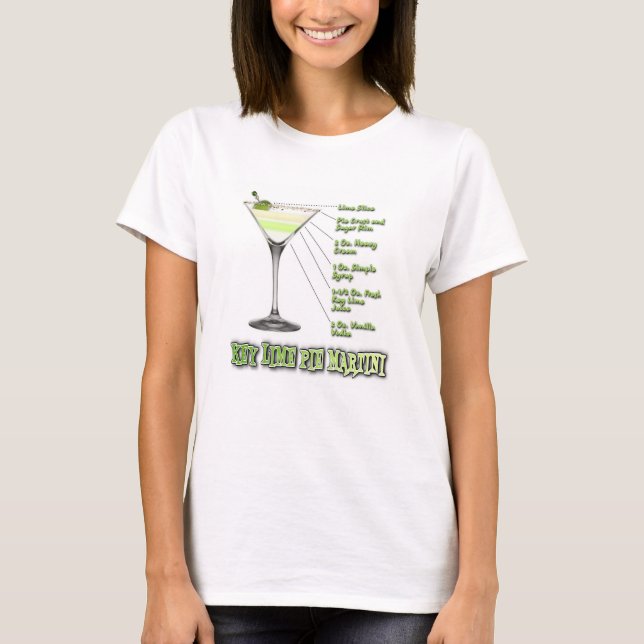 Camiseta Lime Pie Martini Cocktail Recipe Art (Anverso)