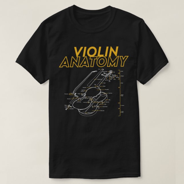 Camiseta límite del diagrama de planos de anatomía de violí (Diseño del anverso)