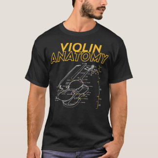 Camiseta límite del diagrama de planos de anatomía de violí