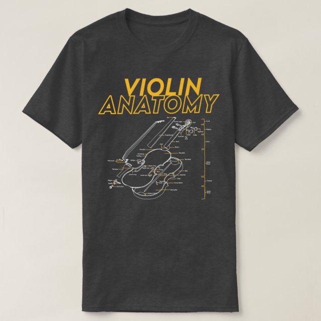 Camiseta límite del diagrama de planos de anatomía de violí (Diseño del anverso)