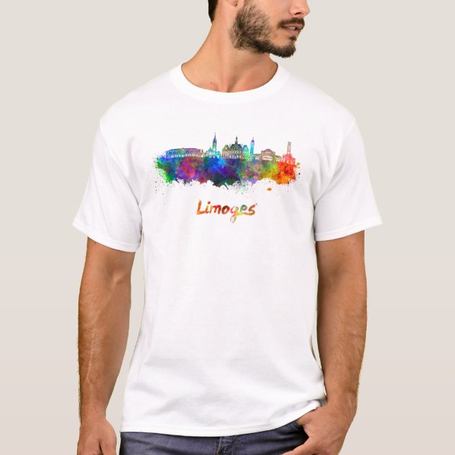 Camiseta Limoges skyline in watercolor (Anverso)