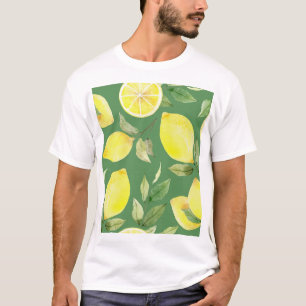 Camiseta Limón acuarela, patrón de papel tapiz de fruta.