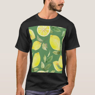 Camiseta Limón acuarela, patrón de papel tapiz de fruta.