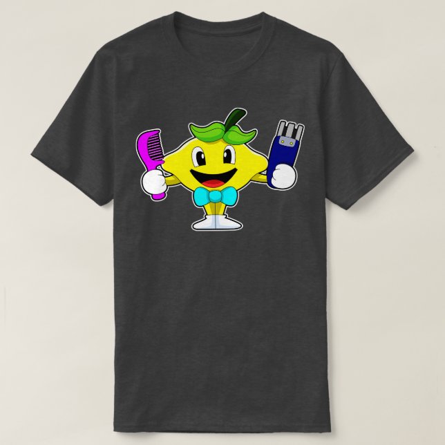 Camiseta Limón como peluquero con Comb Razor (Diseño del anverso)