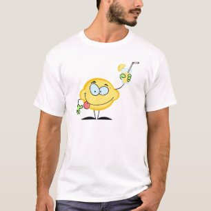 Camiseta Limón que sostiene un vidrio con limonada