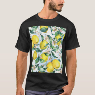 Camiseta Limones acuarelas, rama de cítricos fresca.