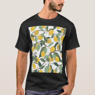 Camiseta Limones Amarillos, Estampado Tropical Sin Costuras