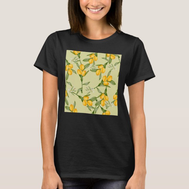Camiseta Limones de estilo acuarela en amarillo y verde (Anverso)