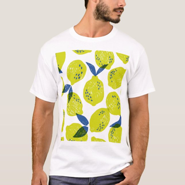Camiseta Limones jugosos: patrón inoxidable vintage. (Anverso)