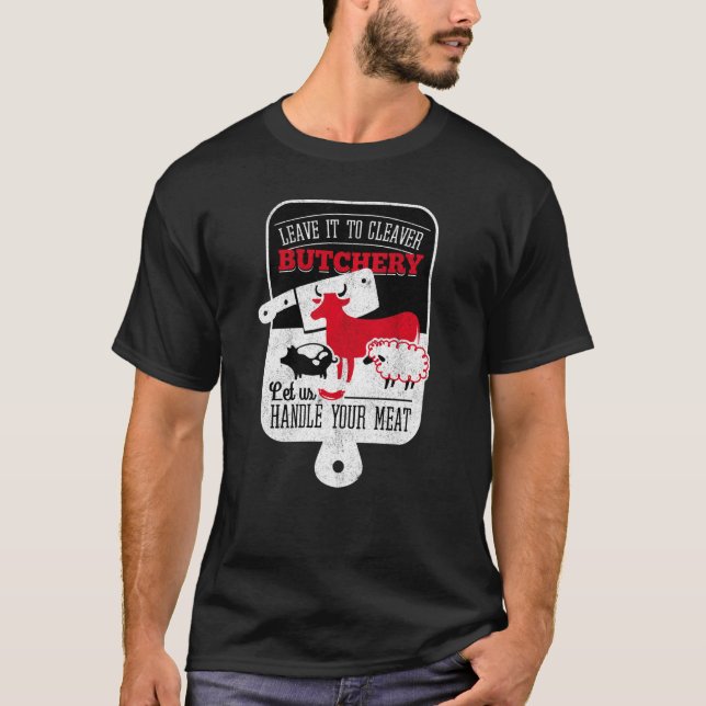 Camiseta Limpiador Carnicería Manejar Tu Carne Graciosa Cow (Anverso)