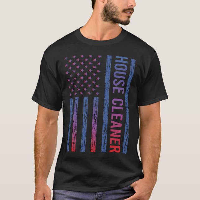 Camiseta Limpiador de la casa de bandera de Estados Unidos (Anverso)