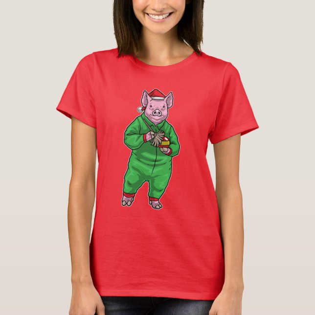 Camiseta Limpiador de Navidad de cerdo (Anverso)