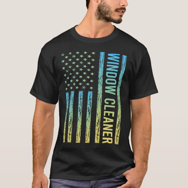Camiseta Limpiador de ventanas azul amarillo (Anverso)