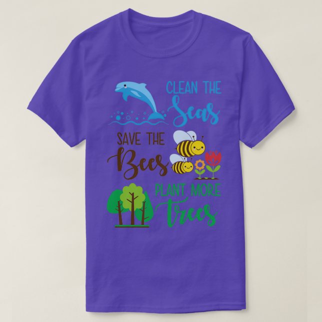 Camiseta Limpiar Los Mares Salvar La Planta De Abejas Más Á (Diseño del anverso)