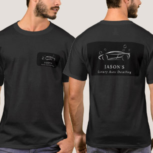 Camiseta Limpieza automática de coches de lujo negro y plat