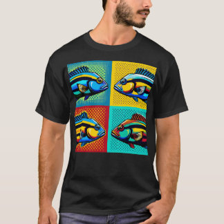 Camiseta Limpieza de cerda azul Wrasse Art Vida marina de m