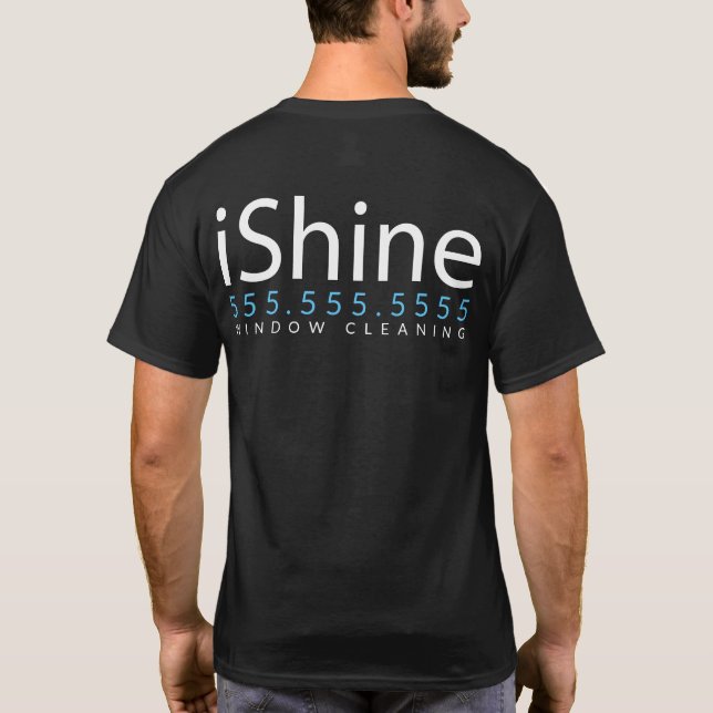 Camiseta limpieza de iShine.Window que hace publicidad de (Reverso)