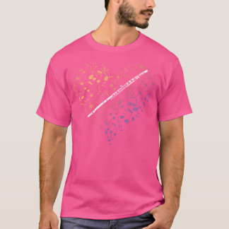 Camiseta Limpieza de música de hojas de corazón Flute trans