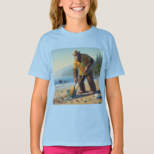 Camiseta Limpieza de pie en gran escala de la playa