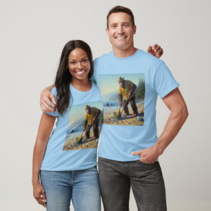 Camiseta Limpieza de pie en gran escala de la playa