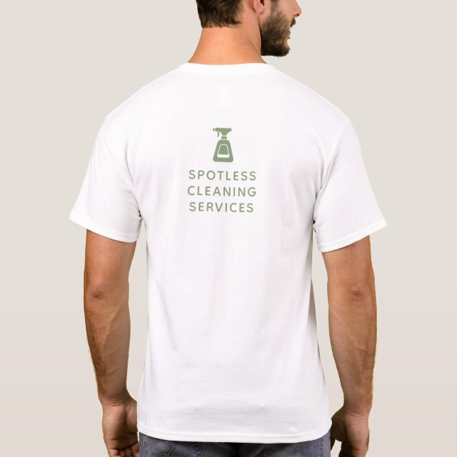 Camiseta Limpieza Empresa Spray Bottle Sage Green Textos (Reverso)