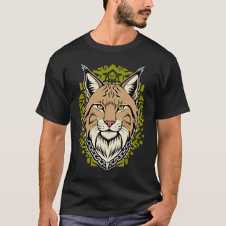 Camiseta Lince Cabeza Minimalista Tribal Verde Oliva Ropa U