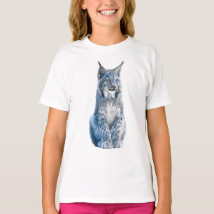 Camiseta Lince silvestre de invierno azul retrato niños