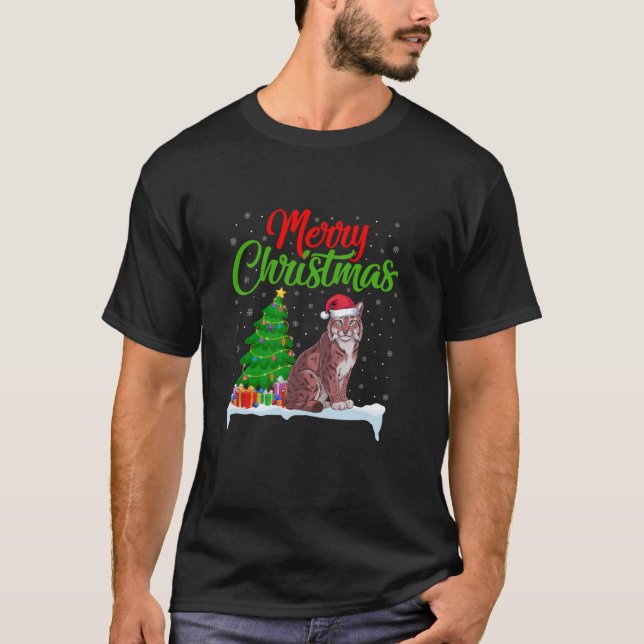 Camiseta Linces de árbol de navidad luces divertidas Navida (Anverso)