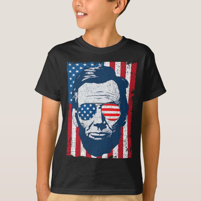 Camiseta Lincoln Beard Sungles Y amp; Bandera Americana 4 D (Anverso)