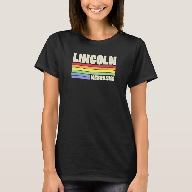 Camiseta Lincoln Nebraska Orgullo Arcoiris Bandera Orgullo  (Anverso)