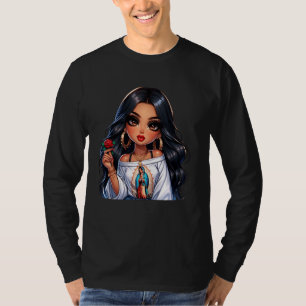 Camiseta Linda Bebé Mexicana Chibi Chicana Virgen Reina