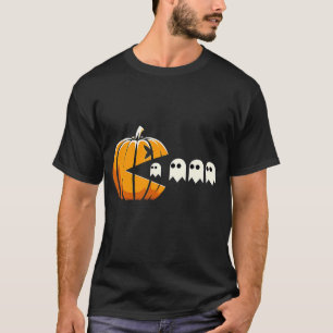 Camiseta linda calabaza de Halloween comiendo fantasma, jug