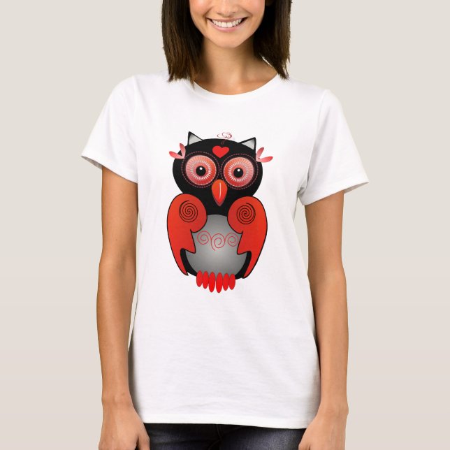 Camiseta linda con el búho del deco (Anverso)