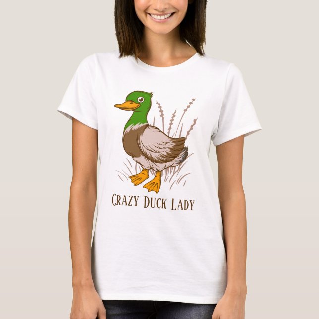 Camiseta linda dama de pato loca agrega texto (Anverso)